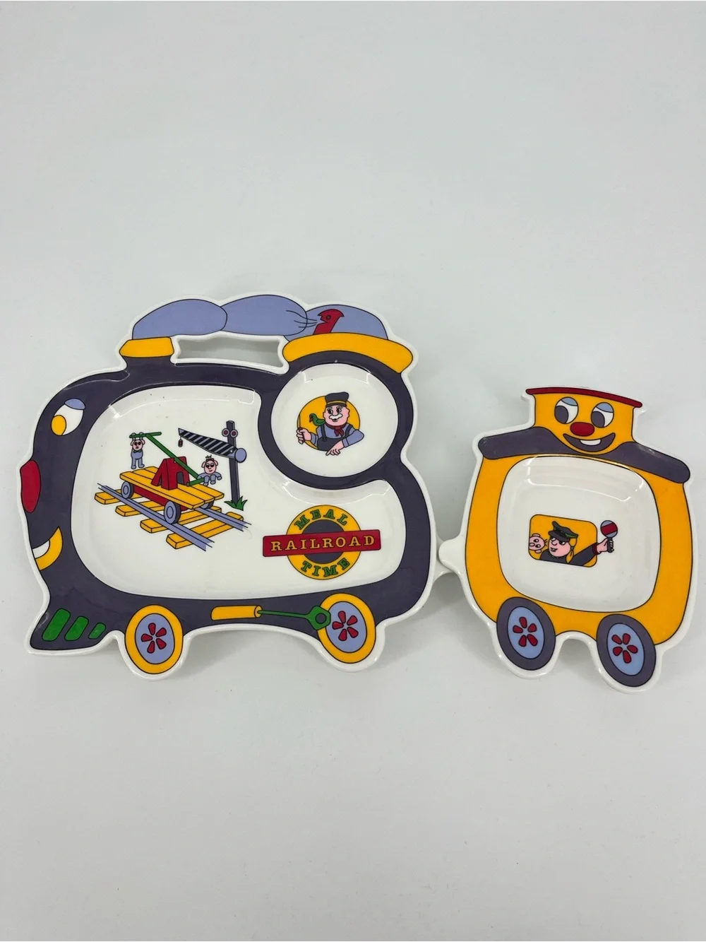 Vintage Oneida Train Plate Set Attachable Railroad Melamine 1994 Sectioned Child
